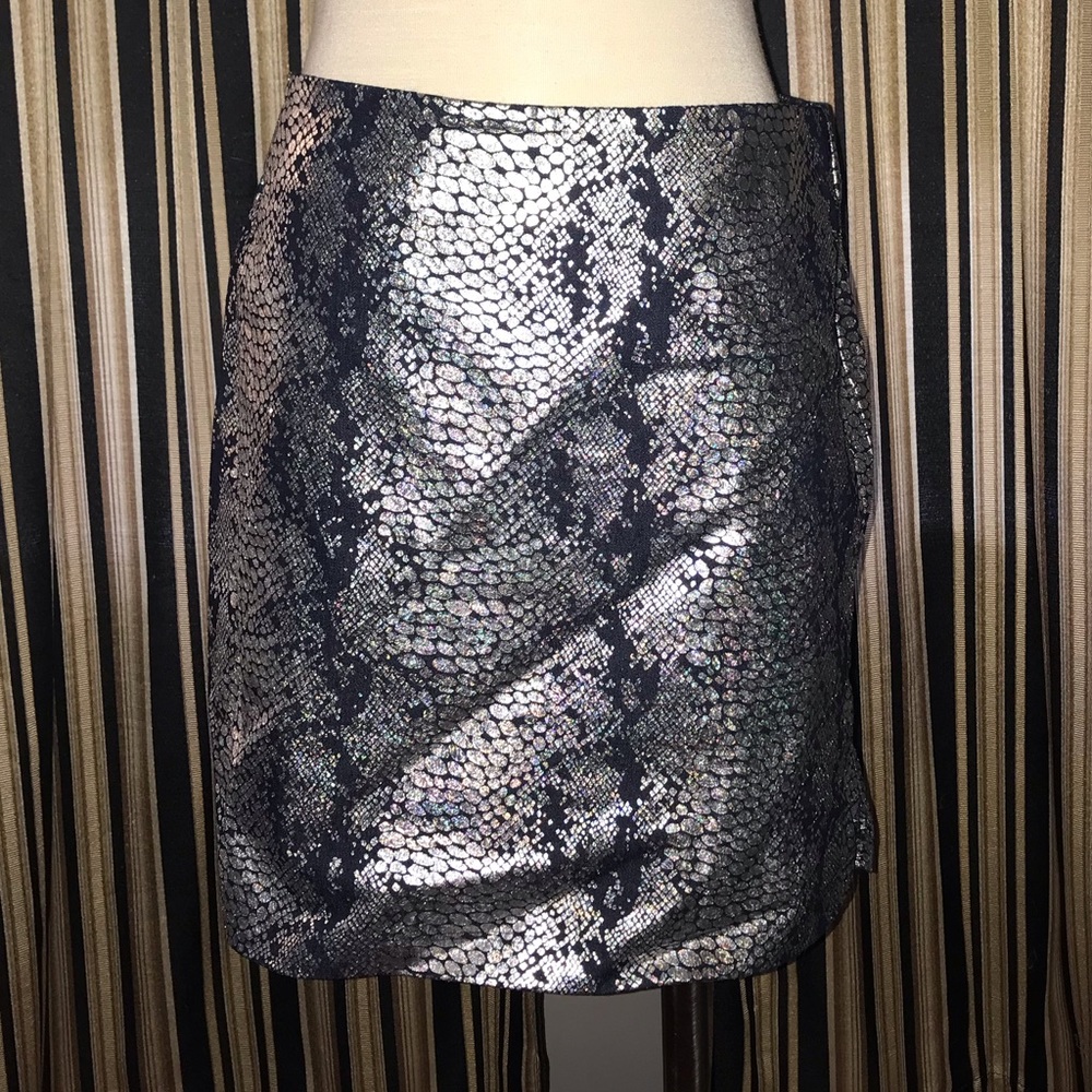 Holographic snake print skirt